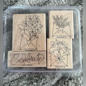 Stampin’ Up! Send a Celebration 2006 Set of 4 Stamps Retired